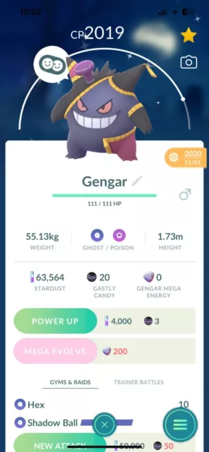 Shiny Gengar wearing Halloween costume - Trade - Read Description
