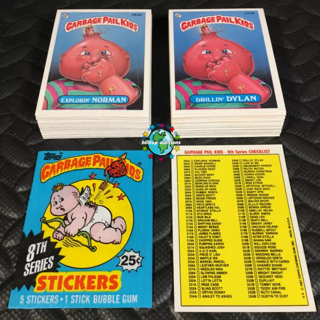 GARBAGE PAIL KIDS 8th SERIES 8 COMPLETE 88-CARD SET 1987 +FREE WAX WRAPPER OS8