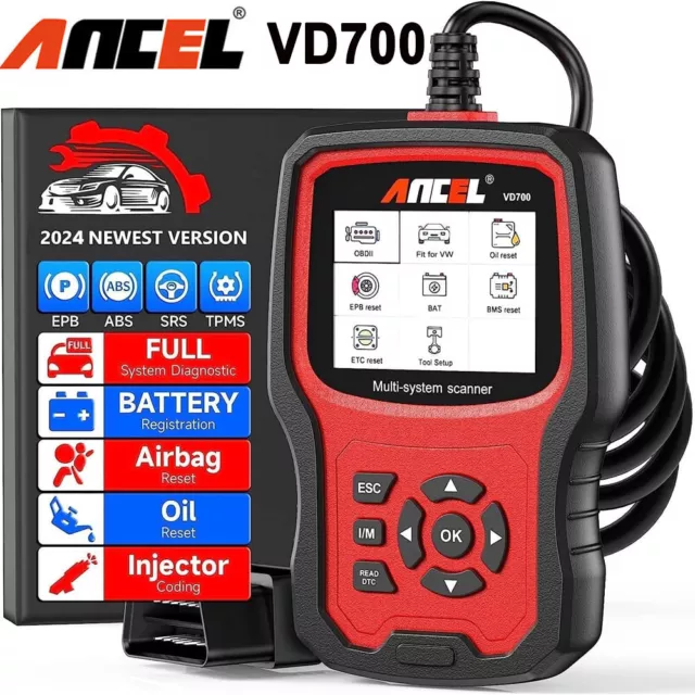 ANCEL VD700 Full System Diagnostic ABS SRS DPF Oil Car OBD2 Scanner Code Reader