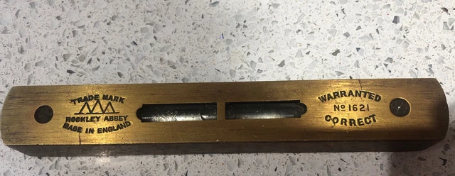 VINTAGE SPIRIT LEVEL Hockley Abbey Brass Teak 6 No1621
