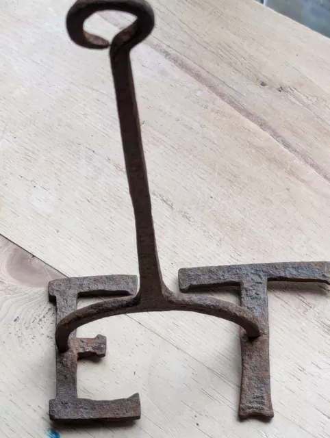 Antique Wrought Iron Branding Iron/Marker~Letters E.T.~Horse/Pony/Cattle/Sheep~