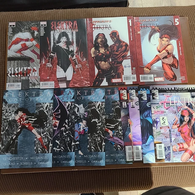 Elektra Comic Lot Of 12 Roots Of Evil Ultimate Black White Blood Marvel Knights