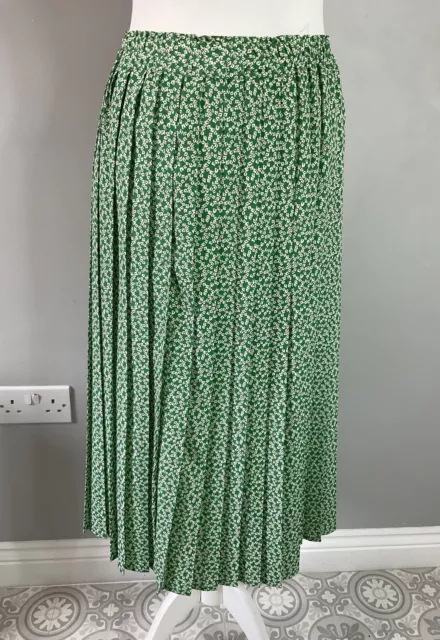 VTG Windsmoor green white leaf print two piece set outfit coord skirt top UK 10 3