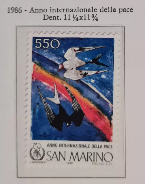 1986 Anno internazionale della pace - MNH Cpl 1 Val - Rep. di San Marino