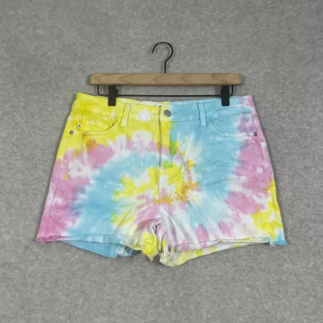 Judy Blue Womens Size XL 5 Pocket Cut Off Jean Shorts Tie Dye Stretch