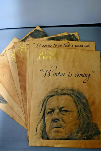 Game of Thrones  8 x Character quotes with gold leaf. Replica / prop. GOT 2