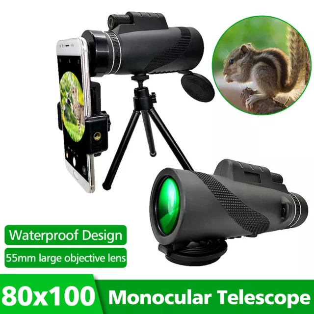 Monokular Fernglas 80X100 Telescope Teleskop Fernrohr mit Stativ Camping Outdoor