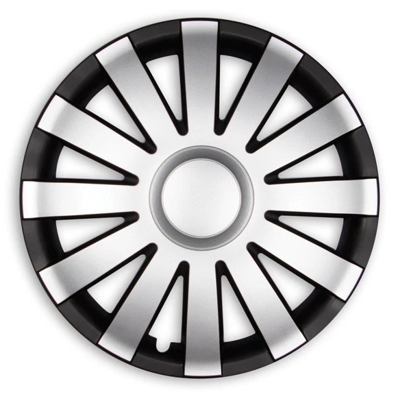 4x Premium Design Copricerchi Coprimozzi " Agat " 15 Pollici #71 IN Nero Argento