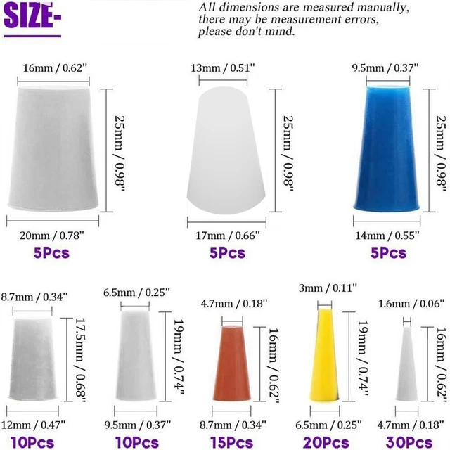 Utile kit tappi conici in silicone 100 pezzi/set per business scientifico