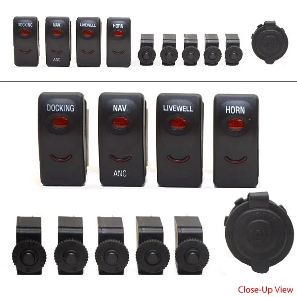 CUSTOM BOAT SWITCH Set Lund Boat Marine Rocker / Breaker Lighted (10