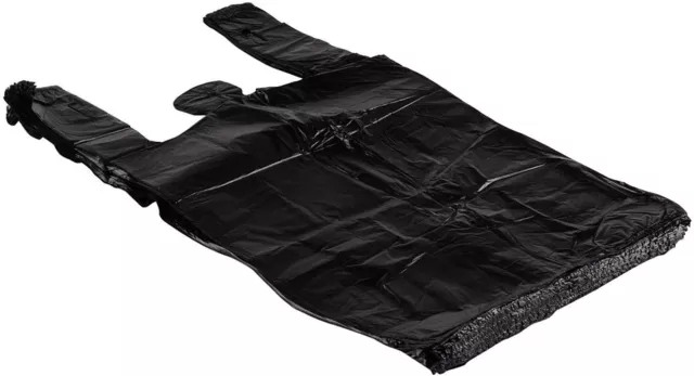 Bags 1/6 Large 21 x 6.5 x 11.5 BLACK T-Shirt Plastic Grocery Shopping Bags