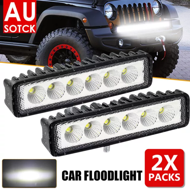 Pair 6Inch Led Work Light Bar Flood Reverse Fog Lights 4WD