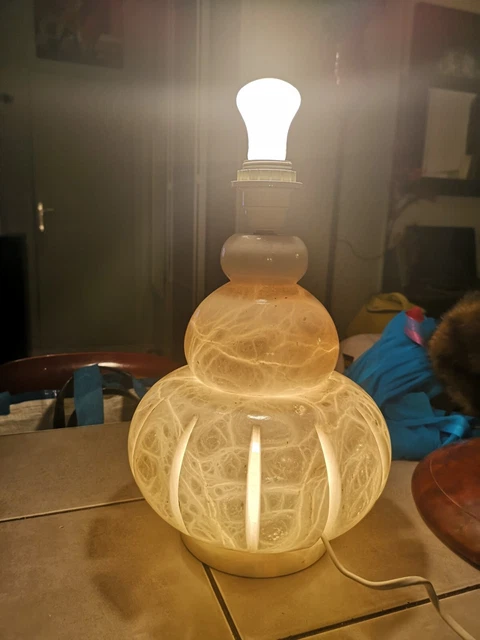 Imposant Pied De Lampe en Albâtre Véritable