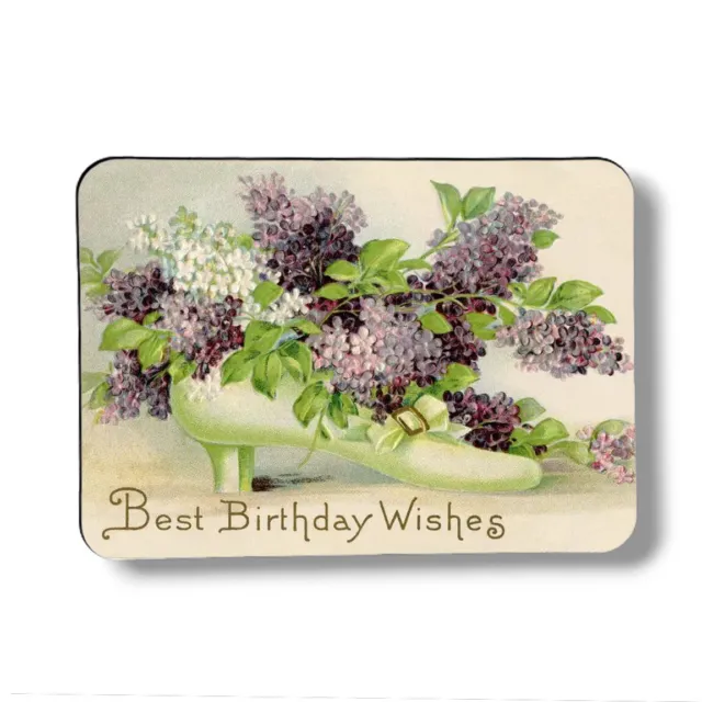 Vintage Card Art Print Birthday Wishes Magnet 3 x4" Sublimated Birthday Gift