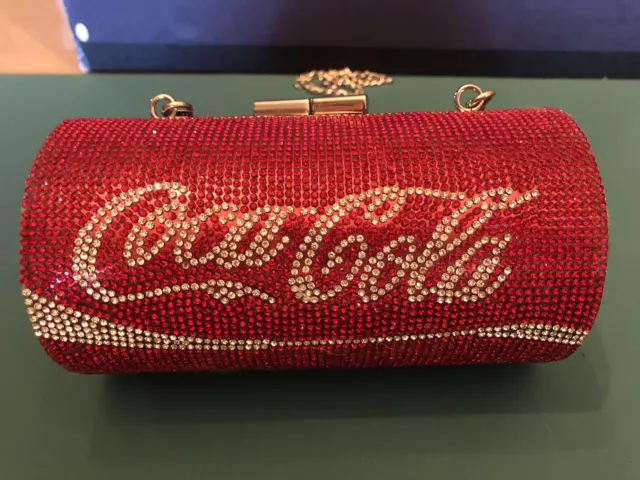 Coca Cola 7” Can Shaped Purse With Red/White Sparkling Gems Attached Metal Chain