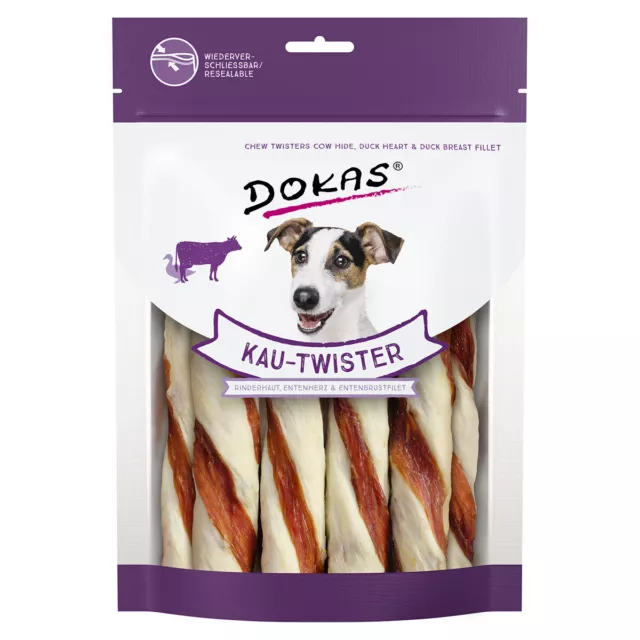 Dokas Kau-Twister Rinderhaut, Entenherz & Entenbrust 200 g, UVP 5,49 EUR, NEU