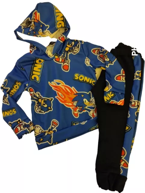 Sonic Tuta bambino set pantaloni e felpa con cappuccio cotone