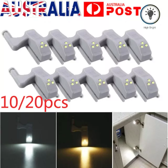 10/20Pcs LED Cabinet Cupboard Closet Wardrobe Hinge Sensor Kitchen Night Light