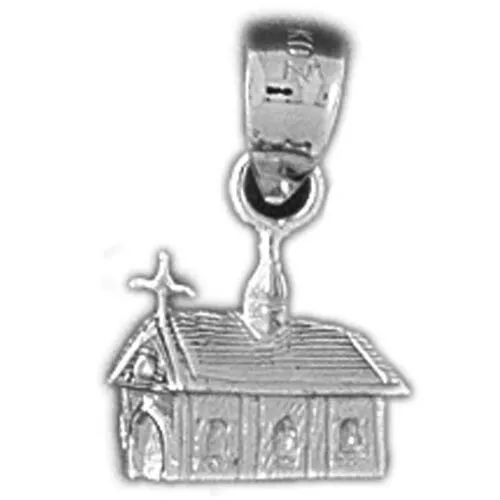 Rhodium Plated 925 Sterling Silver Church House Charm