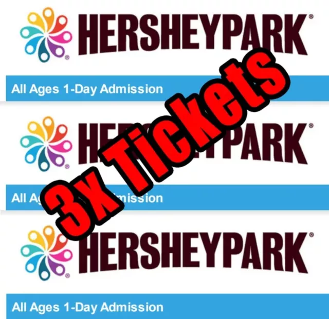 HERSHEY PARK TICKETS Passes (3) 1Day Admission and Parking Pass 6266