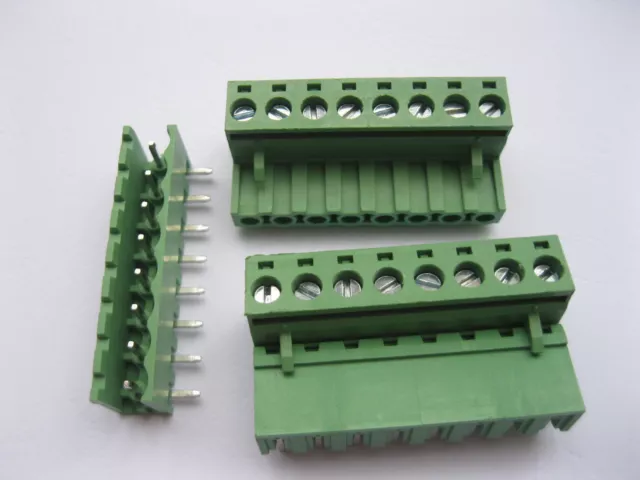 100 x  Angle 8pin/way 5.08mm Screw Terminal Block Connector Green Pluggbale Type