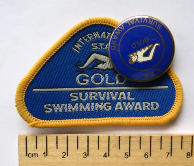 International S.T.A. Gold Survival Swimming Award Cloth Patch & Badge - unused