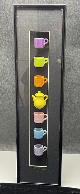 Carlos Silva Centuries Clayworks Tea or Coffee Cup Shadow Box Signed Framed