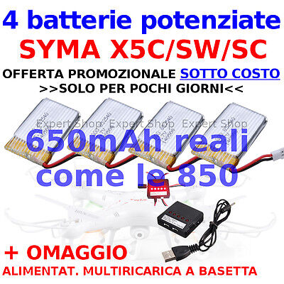 Syma VERE batterie potenziate 1000 professional Drone SYMA X5C SC SW HEADLESS NUOVE 