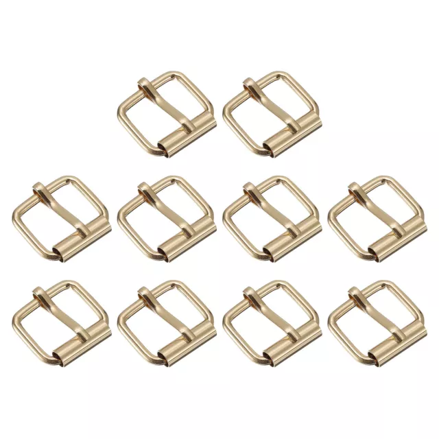 Roller Buckles, 10pcs 20x15mm 3mm Thick Metal Belt Pin Buckle, Gold Tone