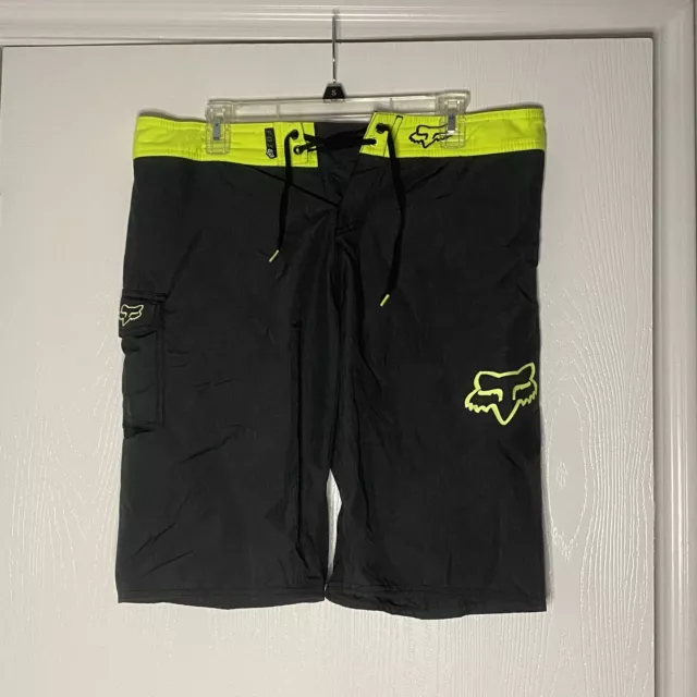 Fox Racing Men’s Board Shorts Swimsuit Size 34 Black/ Neon Green