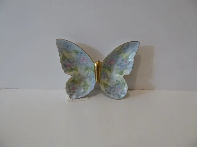 Butterfly Trinket Dish Hand Painted Porcelain Wall Hanging Signed V Lowder (S3