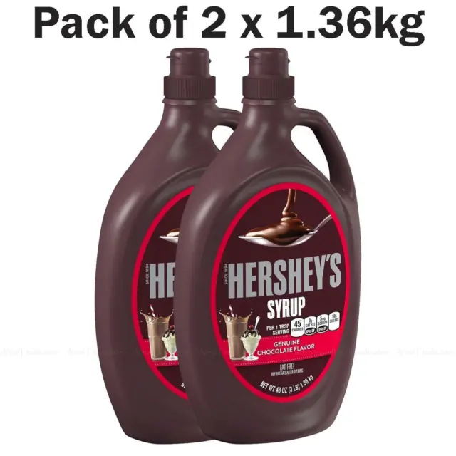 Hershey's Syrup Chocolate Flavour Hersheys Dessert Topping - Pack of 2 x 1.36Kg
