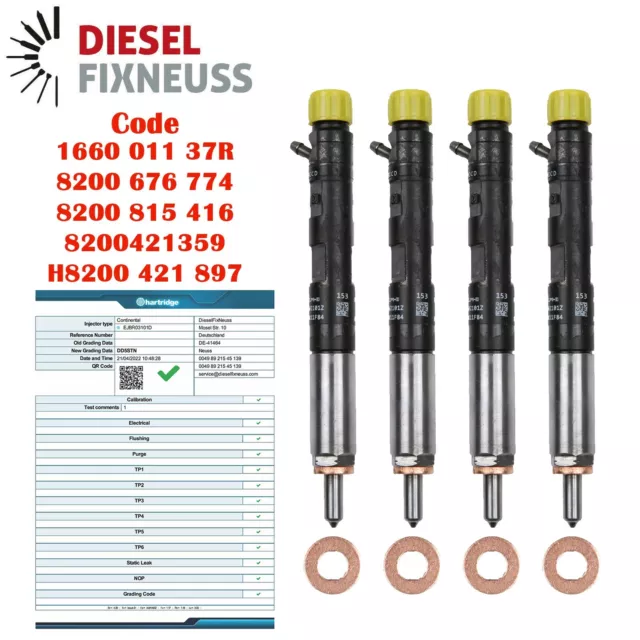 4 Injecteur Renault Clio Kangoo 1.5 DCI Carburant Injecteur 28232251 EJBR03101D