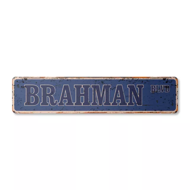 BRAHMAN Vintage Street Sign Metal Plastic cow cattle farmer farm novelty