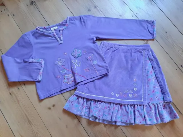 Designer Girls ABELLA Lilac Floral Applique Top and Velvet Skirt 4 yrs 104cm