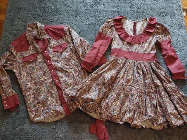 Square Dance Dress & Shir 2 pc MATCHING rusty Red, Dress Size Small Mens Size SM