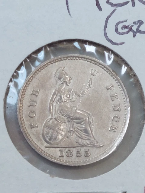 Great Britain 4 Pence 1855 silver KM#731.1 nice vf or xf