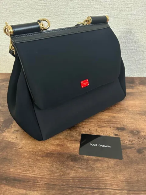 Dolce ＆ Gabbana SICILY Hand Shoulder bag Black Neoprene calfskin heart  Women