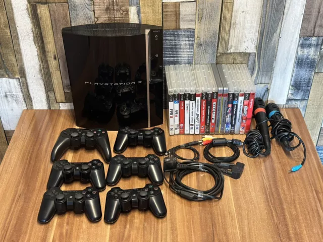 Play Station 3 120GB Paket 16 Spiele 5 Controller 2 Mikrofone SET XXL PS3 Bundle