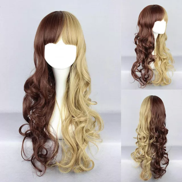 Ladieshair Cosplay Perücke in braun und blond wellig ca. 60cm