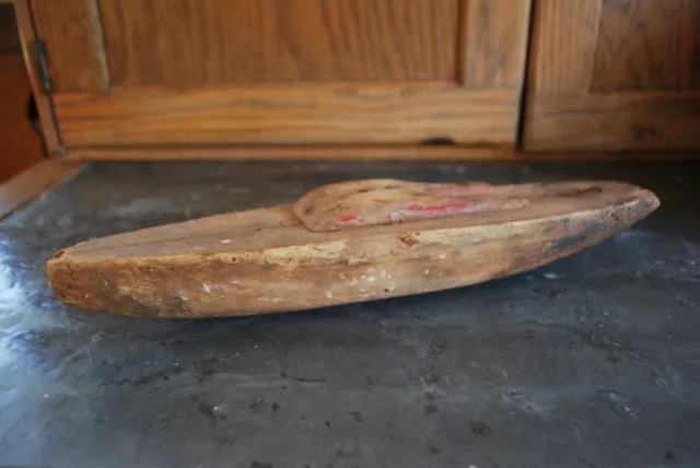 Antique Primitive Pond Boat Sailboat Folk Art 14"