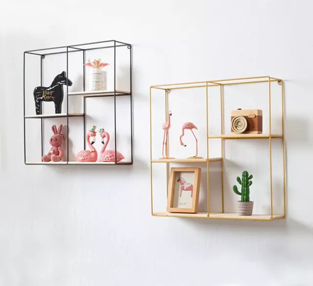 50CM Metal Cube Wall Shelves Storage Display Shelf Children Shelving Gold Black