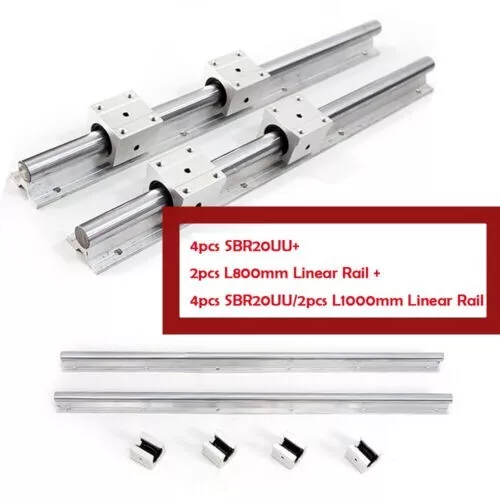 SBR20 800-1000mm 2x Linear Rail Aluminium 4x Bearing Block Case Aluminium