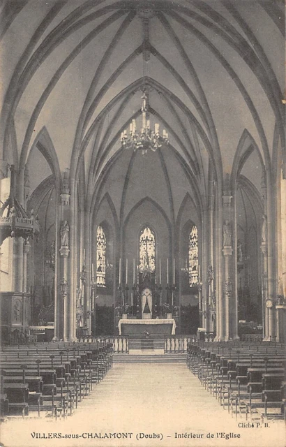 Cpa 25 Villers Sous Chalamont Interieur De L'eglise