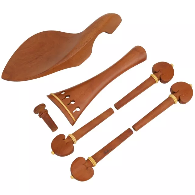 (Jujube Wood)Jujube Wood Violin Tailpiece Turning Pegs Chin Rest Endpin Set ROL