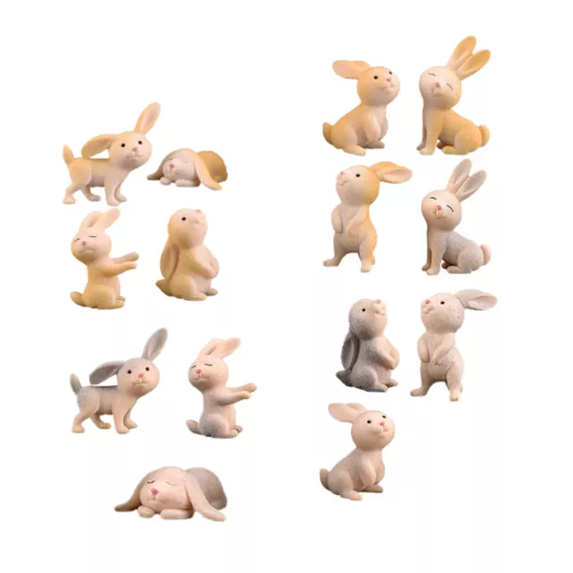 Kaninchen Miniaturen 14 Stück Osterhasen Figuren für Deko, Bonsai, Puppenhaus-