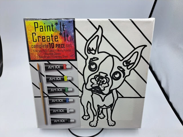Boston Terrier Dog Colorful Animal Painting Artwork Paint Kit DIY