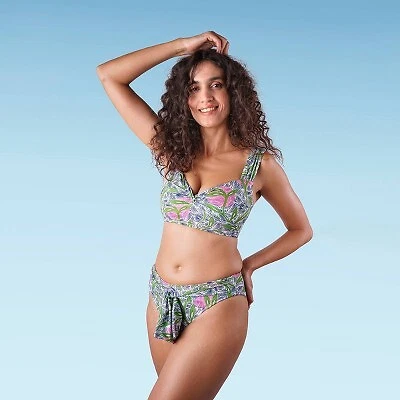 Liberty & Justice Women's Tie-Front Extra High Leg Super Cheeky Bikini Bottom -