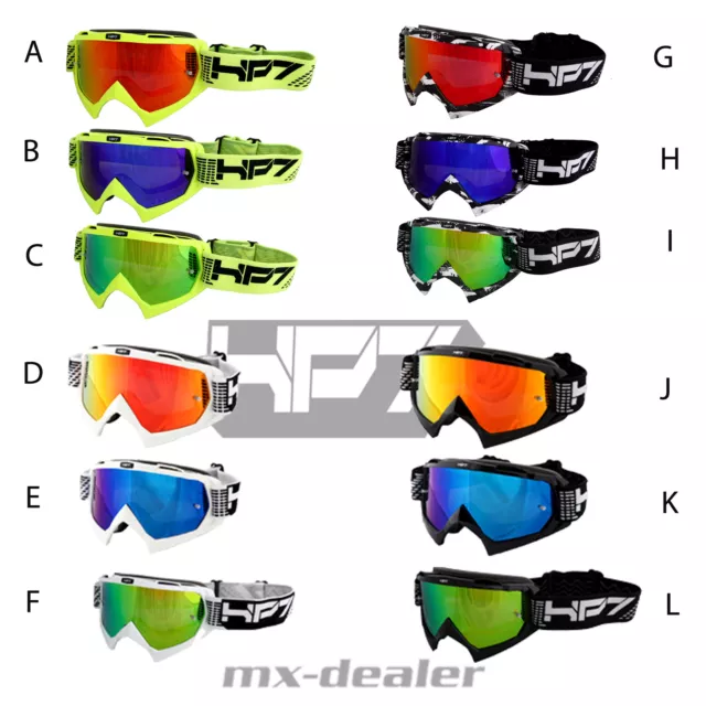 HP7 Motocross Enduro Gafas Cross de Espejo Transparente MTB Quad BMX Iridium