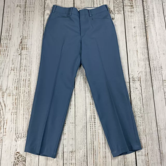 True Vintage 70S Sears Kings Road Disco Dress Pants Cobalt Blue Trim Fit 34X30